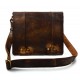 Brown leather shoulder bag leather retro satchel mens women vintage messenger