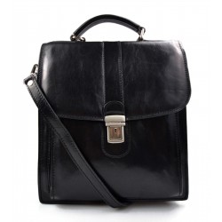 Borsa uomo donna borsello postino spalla tracolla vera pelle nero