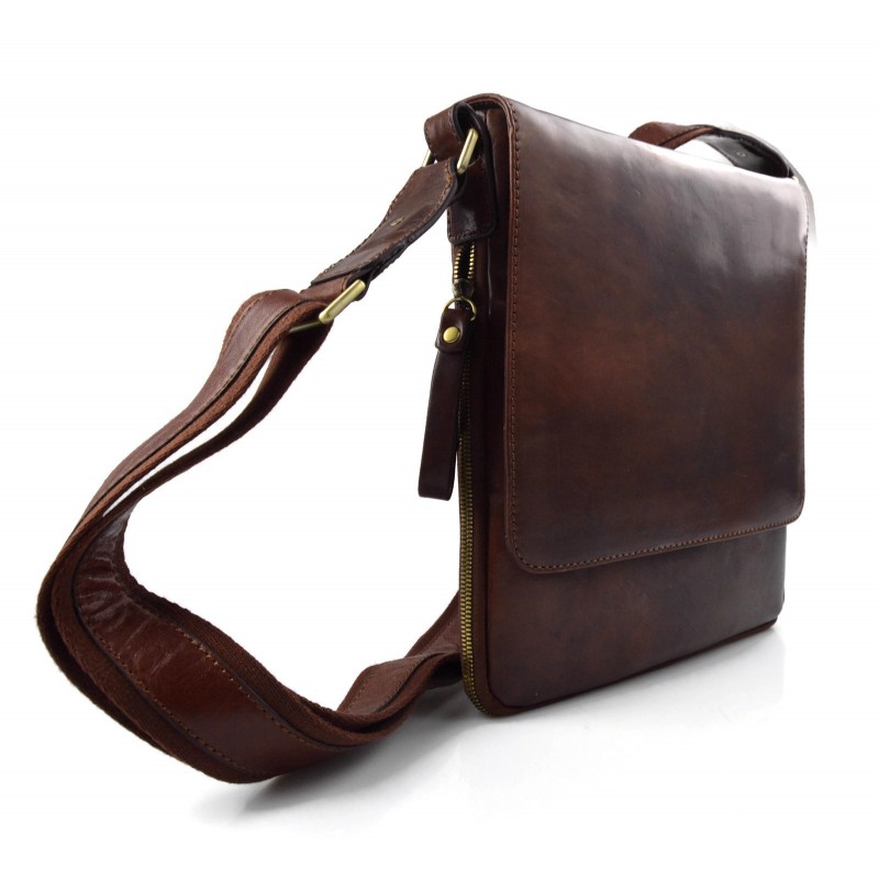 Leather brown shoulder bag mens women sling bag messenger leather bag