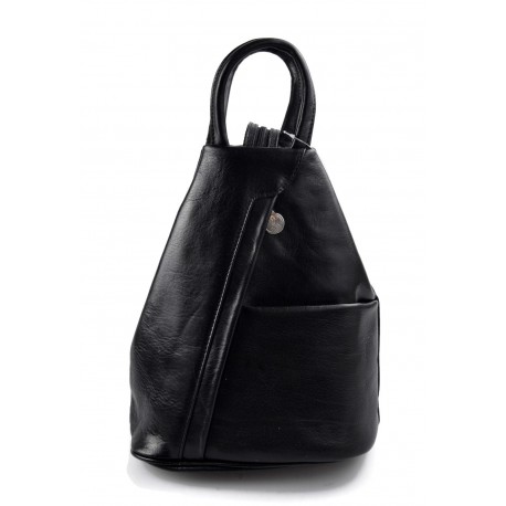 Leather backpack ladies mens lether travel bag weekender black