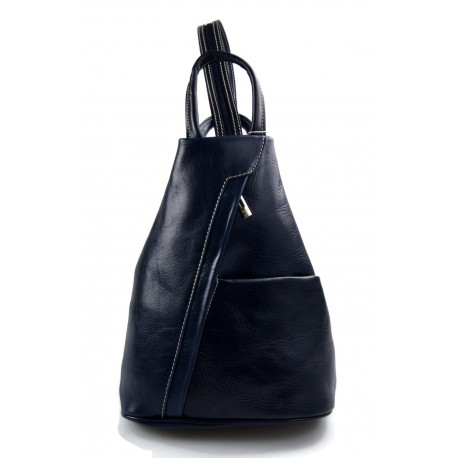 Sac à dos bandoulière en cuir sac homme femme bleu