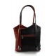 Borsa pelle donna borsa zaino nero - rosso con manici a spalla