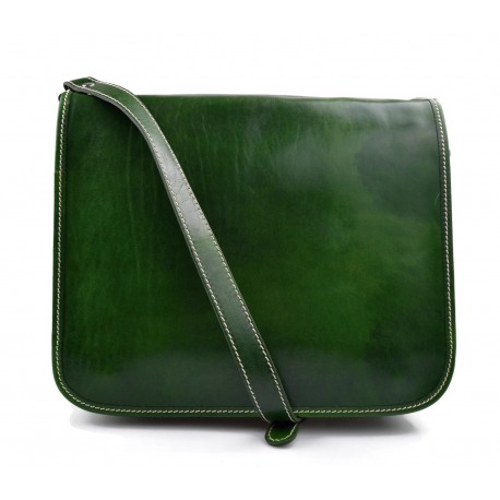 Bolso messenger de piel verde bolso de hombre piel bolso de mujer