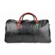 Mens leather duffle bag italian flag shoulder bag travel bag luggage weekender carryon black back