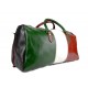 Mens leather duffle bag italian flag shoulder bag travel bag luggage weekender carryon black back