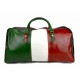 Mens leather duffle bag italian flag shoulder bag travel bag luggage weekender carryon black back