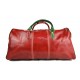 Mens leather duffle bag italian flag shoulder bag travel bag luggage weekender carryon red back