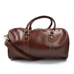Leather duffle bag genuine leather travel bag overnight brown