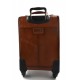 Bolso de viaje de cuero maleta trolley cuero marron oscuro bolso con ruedas y manejar