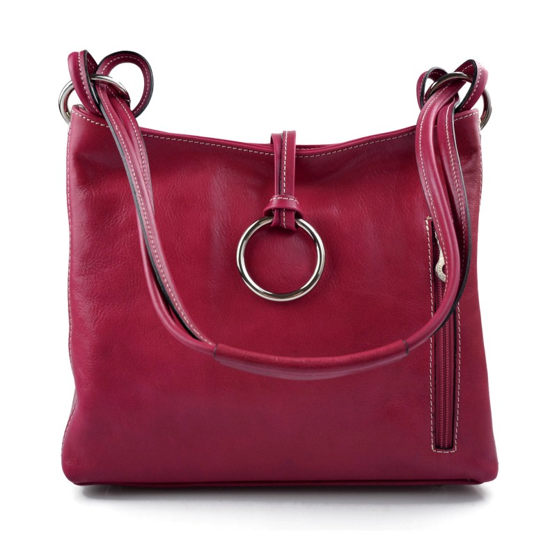 fuchsia leather handbag