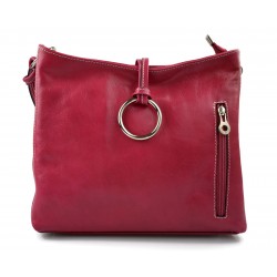 Damen tasche handtasche ledertasche damen ledertasche schultertasche leder tasche henkeltasche fuchsie made in italy