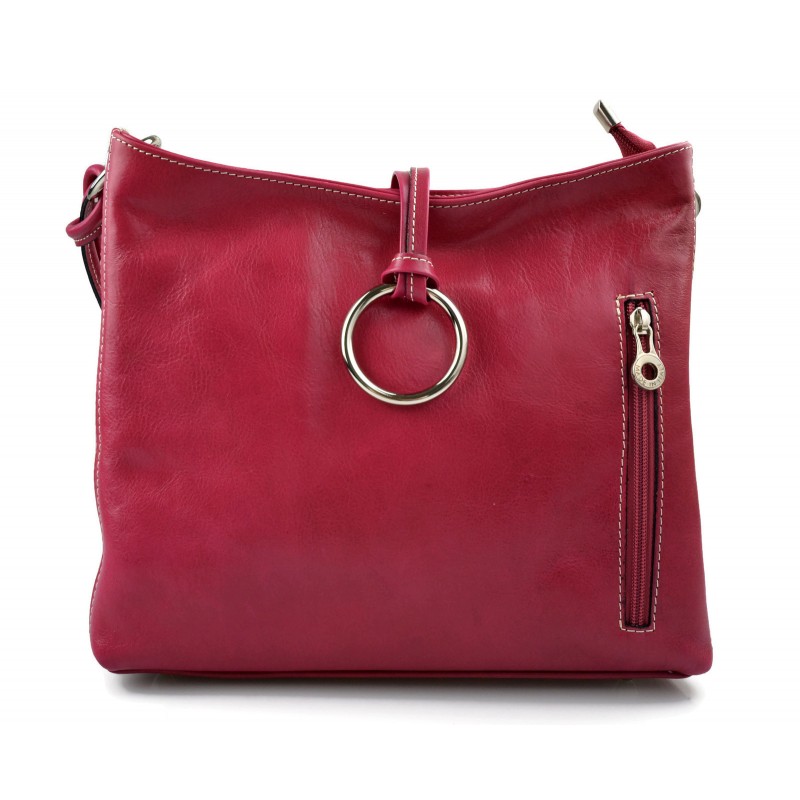 fuchsia leather handbag