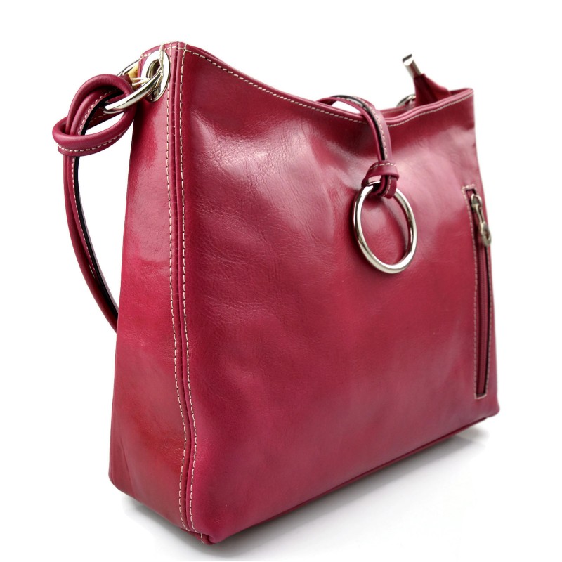 fuchsia leather handbag