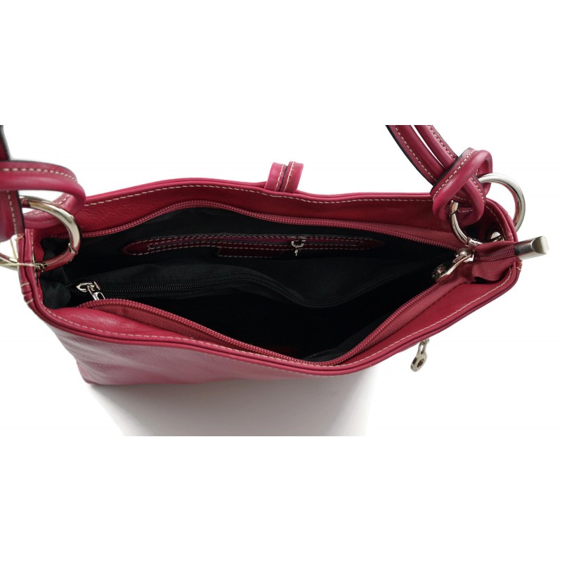 fuchsia leather handbag