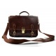 Leather briefcase mens ladies office handbag brown