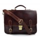 Leather briefcase mens ladies office handbag brown