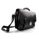 Leather briefcase mens ladies office handbag black