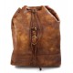 Vintage leather backpack genuine washed leather travel bag brown