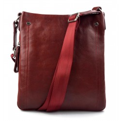 Leder schultertasche herren damen seitentasche tragetasche rot ledertasche