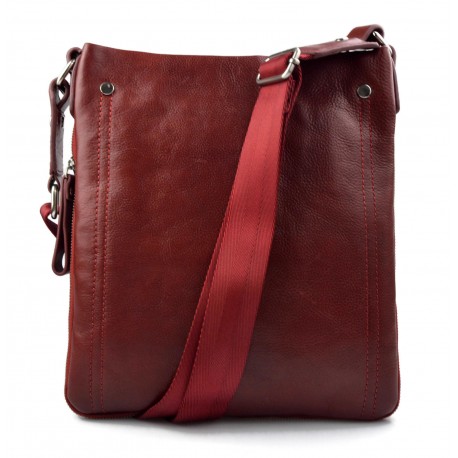 Sac en cuir sac à bandoulière homme femme rouge sac d'épaule bandoulière en cuir