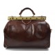 Ladies leather handbag doctor bag handheld shoulder bag brown made in Italy genuine leather bag