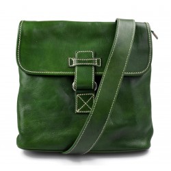 Borsello uomo donna borsa tracolla in vera pelle verde made in Italy