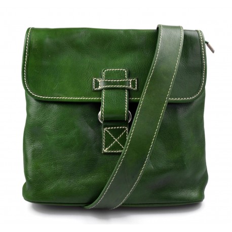 Mens shoulder bag hobo bag satchel leather bag crossbody green made in Italy