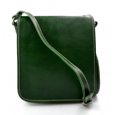 Bolso de cuero bandolera de piel cartero verde de hombre de mujer de cuero bolso de piel bolso de espalda bolso de piel