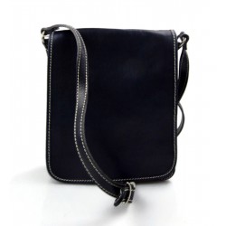 Tracolla pelle uomo donna borsa borsello messenger blu