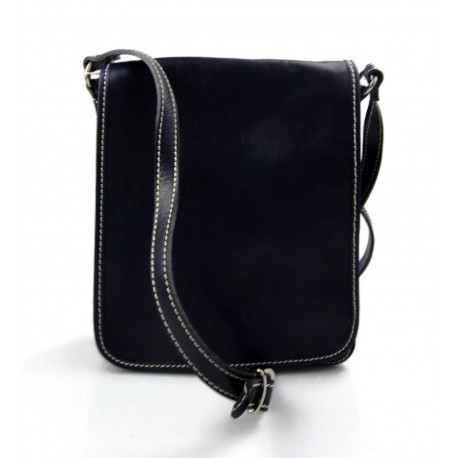 Bolso de cuero bandolera hombre mujer cartero de cuero azul bolso de piel messenger