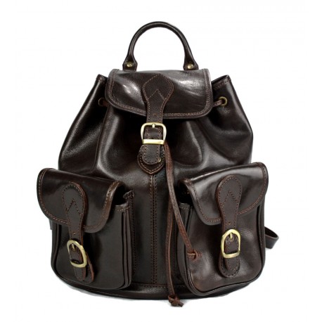 Mochila de piel marron oscuro mochila piel mochila hombre mujer mochila de viaje