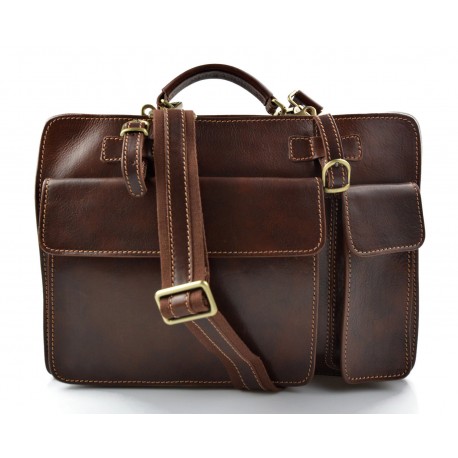 Leather shoulder bag briefcase carry on messenger bag leather ladies handbag mens office bag brown