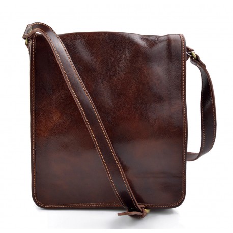 Bolso de cuero bandolera hombre mujer cartero de cuero marron bolso de piel messenger