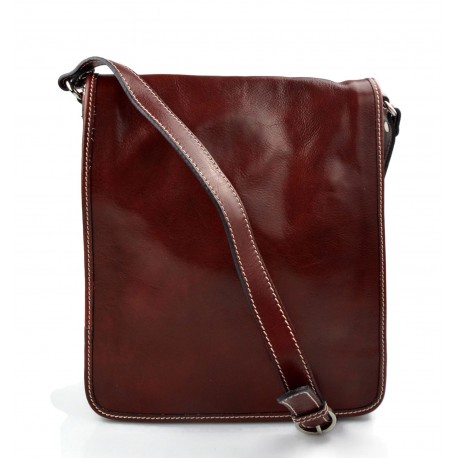 Sac cuir d'èpaule sac postier sac en cuir homme femme bandoulière sac de bureau rouge