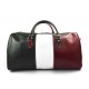 Mens leather duffle bag italian flag shoulder bag travel bag luggage weekender carryon green back