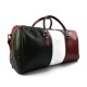 Mens leather duffle bag italian flag shoulder bag travel bag luggage weekender carryon green back