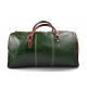 Mens leather duffle bag italian flag shoulder bag travel bag luggage weekender carryon green back