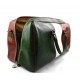 Mens leather duffle bag italian flag shoulder bag travel bag luggage weekender carryon green back