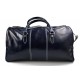 Mens leather duffle bag blue shoulder bag travel bag luggage weekender carryon cabin bag