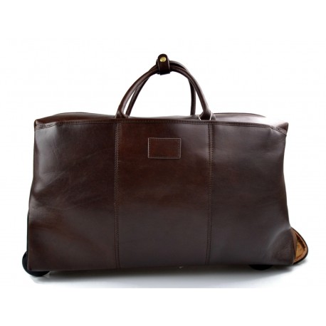 Bolso de viaje marron oscuro con ruedas bolso de cuero