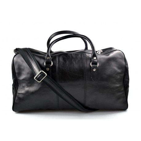 Mens leather duffle bag black shoulder bag travel bag luggage