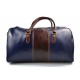 Mens leather duffle bag blue brown shoulder bag travel bag luggage weekender carryon cabin bag