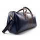 Mens leather duffle bag blue brown shoulder bag travel bag luggage weekender carryon cabin bag