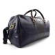 Mens leather duffle bag blue dark brown shoulder bag travel bag luggage weekender carryon cabin bag