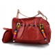 Women leather handbag with leather wallet clutch included shoulder bag tote bag clutch hobo bag red satchel