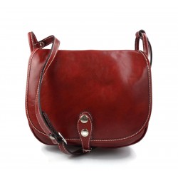 Bolsa de cuero de mujer rojo  made in Italy bandolera bolso de espalda bolso de piel