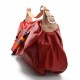 Borsa pelle donna rosso a spalla con pochette inclusa shopper