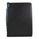 Leather folder A4 document file folder A4 braided weaved leather zipped folder bag black
