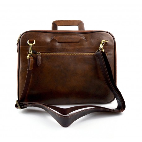 Maletin en piel genuina italiana cartera bolso cartera de cuero marron con asas de cuero organizador cuero maletin
