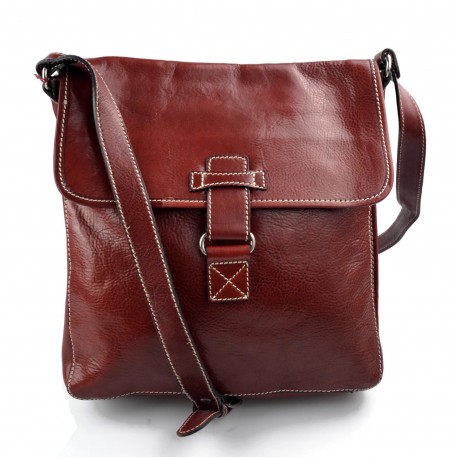 Bolso bandolera de cuero bolso espalda bolso hombre piel bolso de cuero rojo